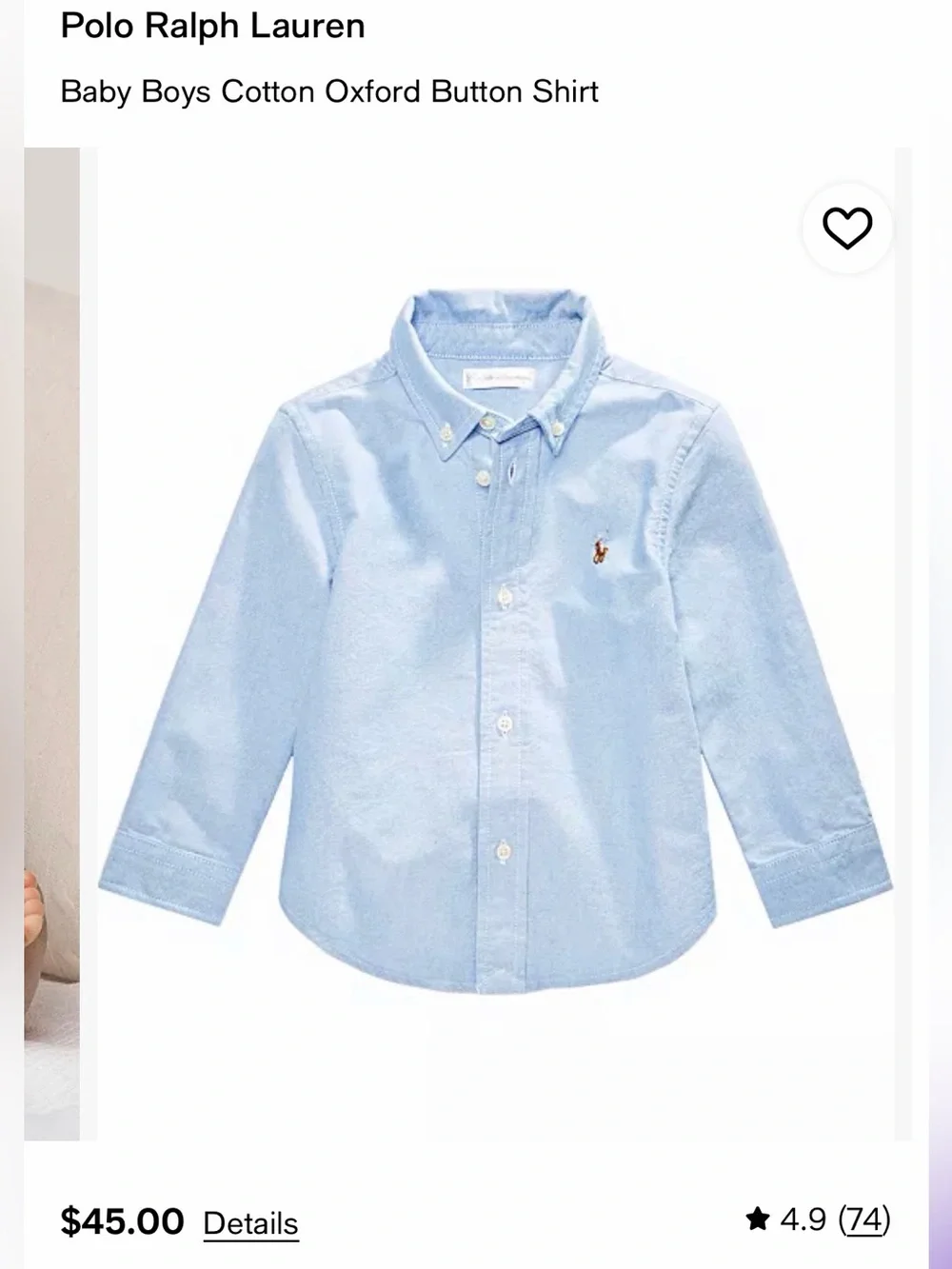 18 mos NWT Ralph Lauren Light Blue Button-Down Oxford Shirt